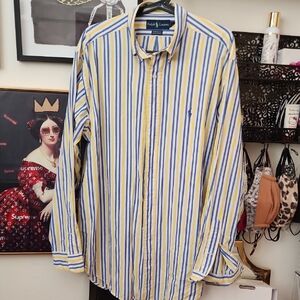 Polo by Ralph Lauren Men's Striped Shirt in Blue and Yellow